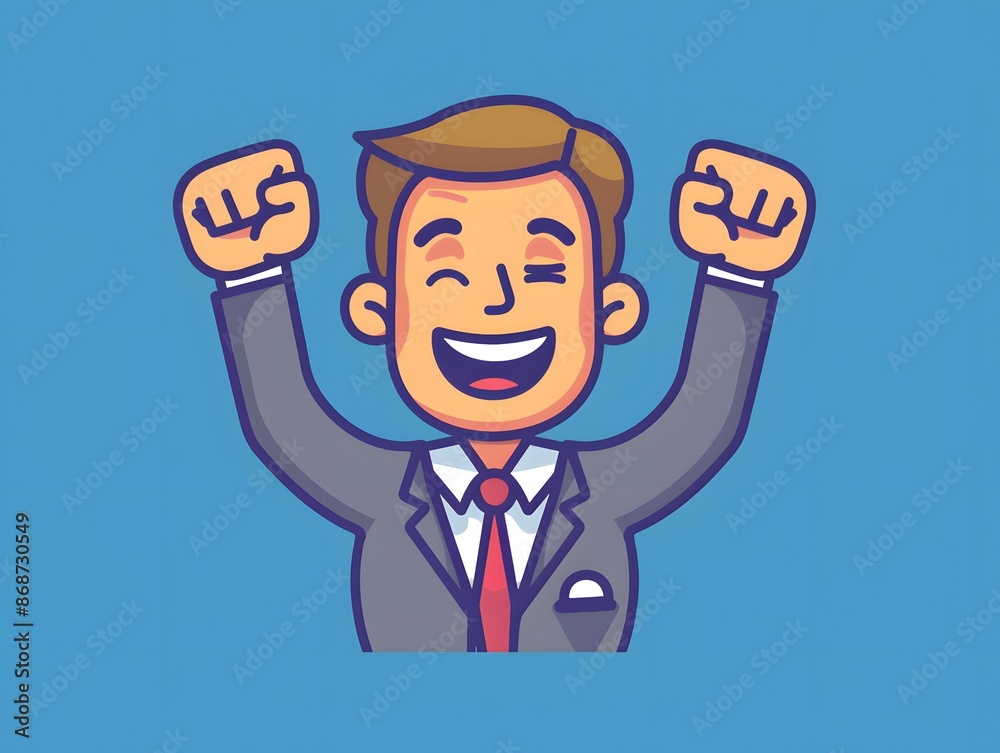 Happy Businessman Flexing Bicep Vector Illustration Happy Businessman Flexing Bicep Vector Illustration