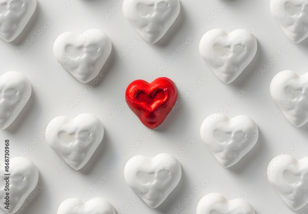 Red Heart Candy Among White Hearts Pattern Red Heart Candy Among White Hearts Pattern