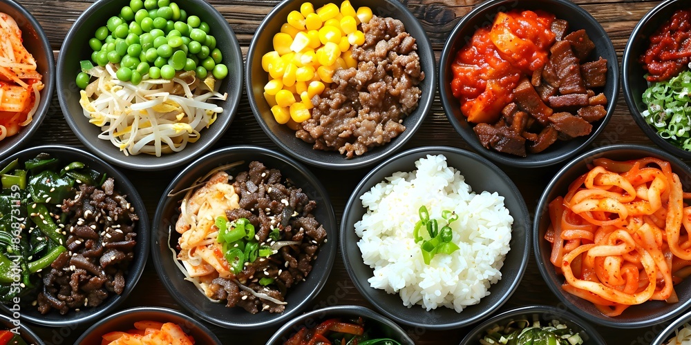 Top view of korean food Top view of korean food