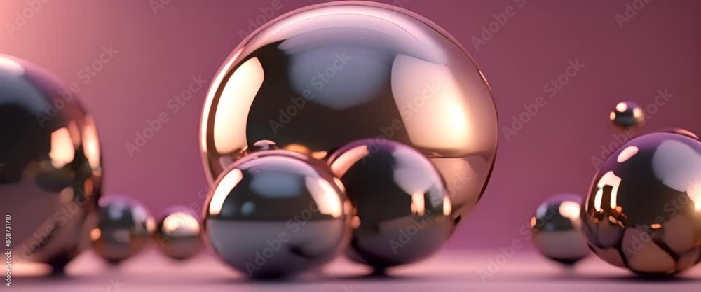 Abstract metallic spheres in fluid motion on Dreamy background Video 4k animation Abstract metallic spheres in fluid motion on Dreamy background Video 4k animation
