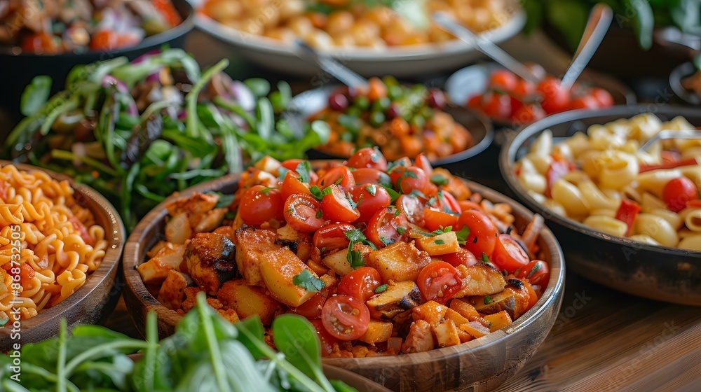 Various bowls of food on a table Various bowls of food on a table