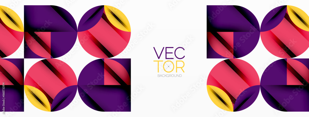 Circle, square and flower petal geometric background. Round shapes composition for wallpaper, banner, background or landing Circle, square and flower petal geometric background. Round shapes composition for wallpaper, banner, background or landing