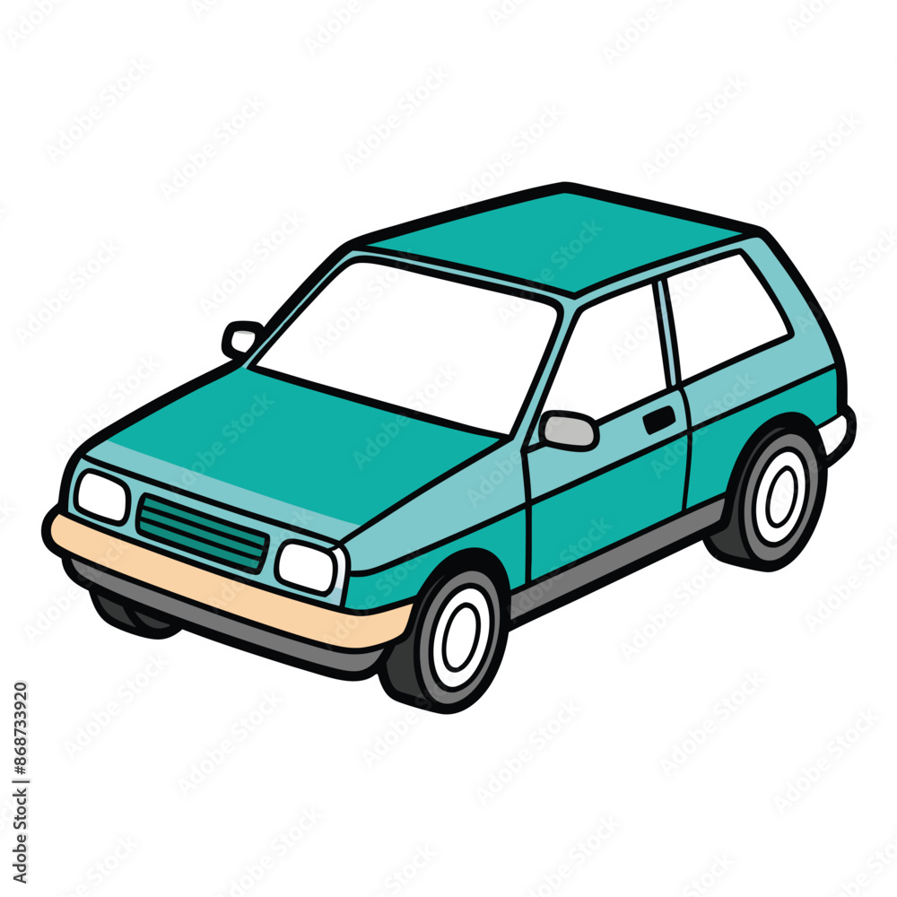 A colorful passenger car with a simple contour design A colorful passenger car with a simple contour design