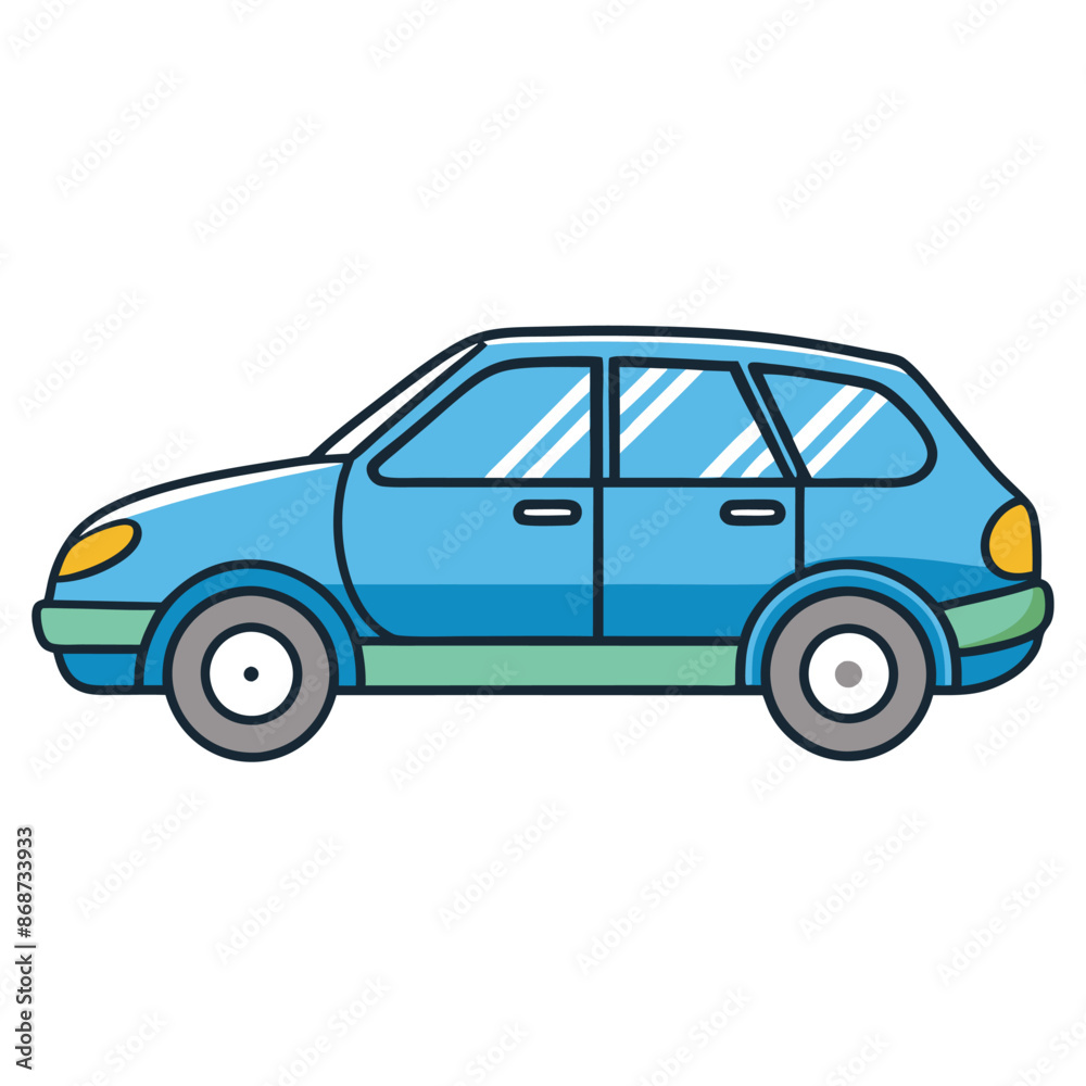 A colorful passenger car with a simple contour design A colorful passenger car with a simple contour design