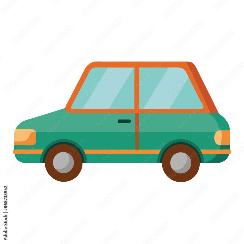 A colorful passenger car with a simple contour design A colorful passenger car with a simple contour design