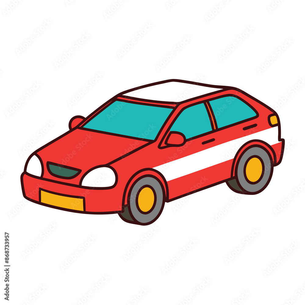 A colorful passenger car with a simple contour design A colorful passenger car with a simple contour design