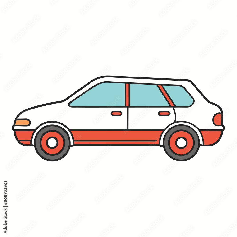 Fototapeta premium A colorful passenger car with a simple contour design