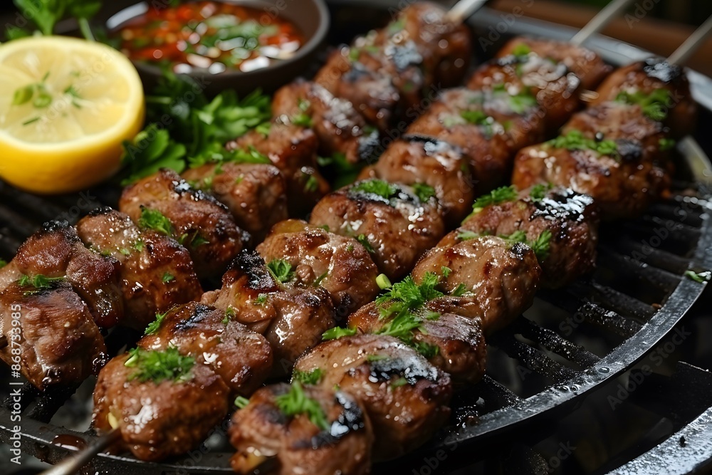 delicious beef meat balls on skewers delicious beef meat balls on skewers