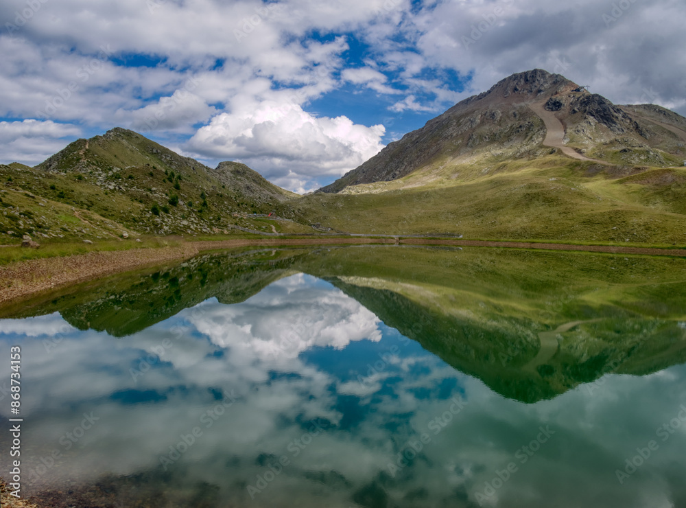 Fototapeta premium View on a lake and mountains above Defereggental valley on a summer day