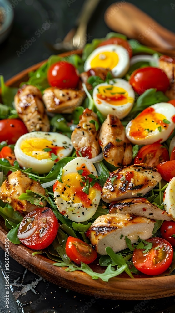 Grilled Chicken Salad with Egg and Cherry Tomatoes Grilled Chicken Salad with Egg and Cherry Tomatoes
