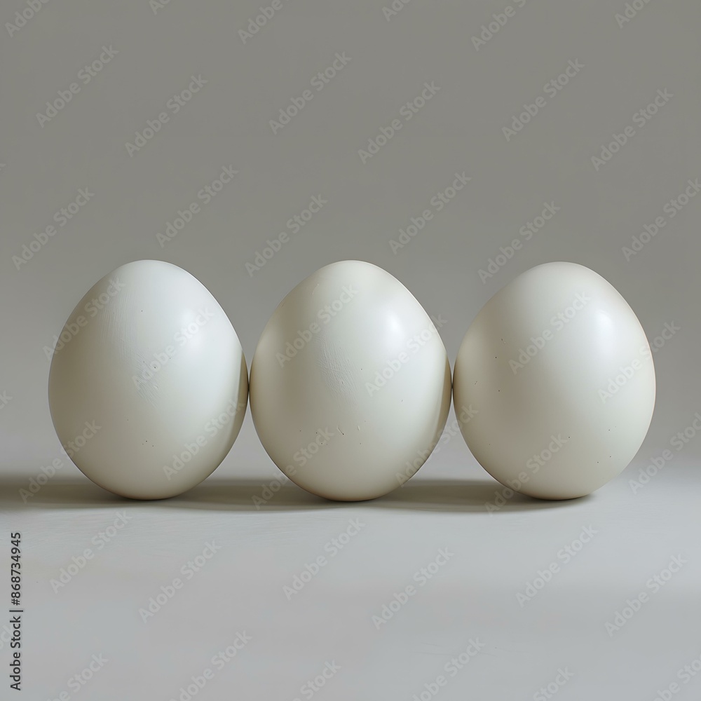 Three white eggs on a white background Three white eggs on a white background