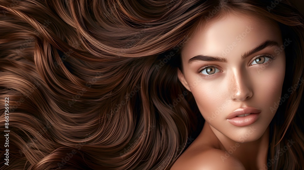 Naklejka premium portrait of a beautiful woman with long brown hair