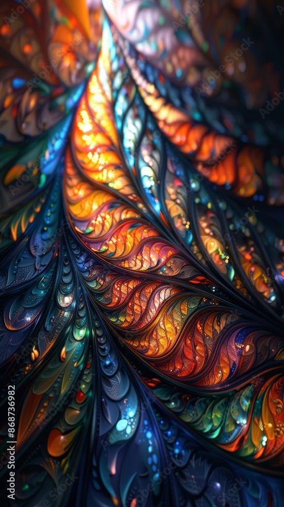 Obraz premium stained glass in shape of leaves in different colors