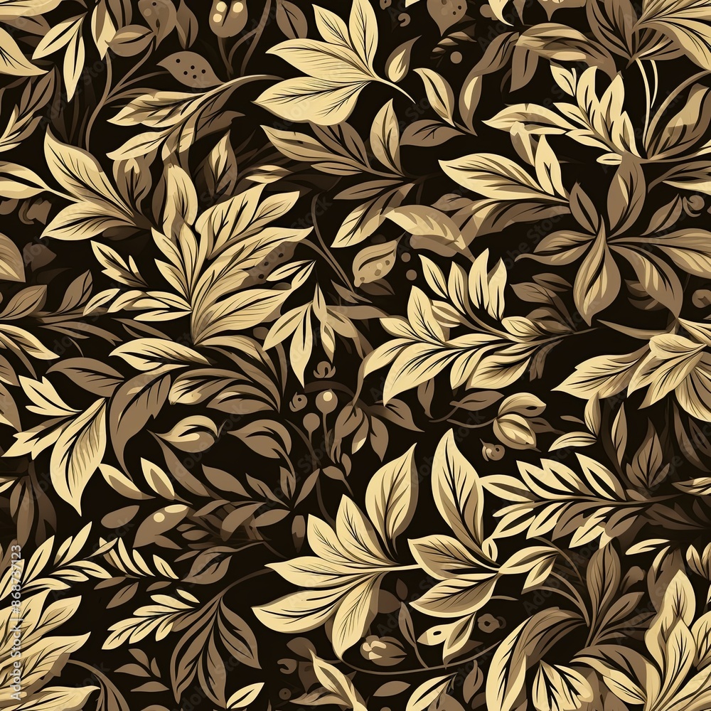Abstract floral lino cuts of leaves and flowers designed in a random pattern Abstract floral lino cuts of leaves and flowers designed in a random pattern