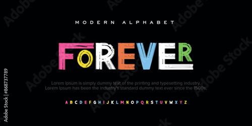 Forever Modern minimal abstract alphabet fonts. Typography technology, electronic, movie, digital, music, future, logo creative font. vector illustration