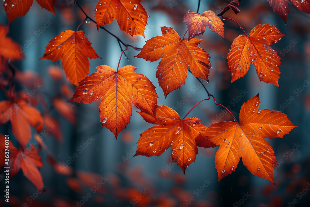 Vibrant fall leaves in a dense forest Vibrant fall leaves in a dense forest