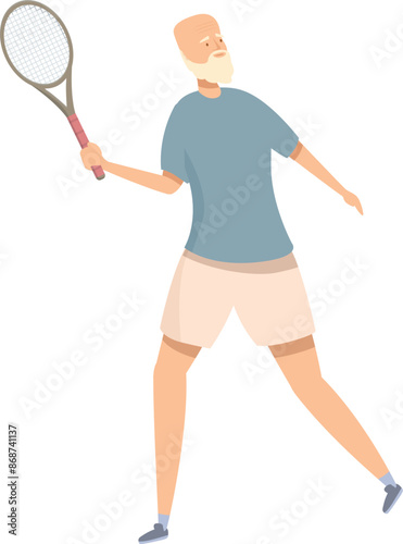 Elderly man is playing tennis, enjoying his active lifestyle and demonstrating that age is just a number © nsit0108