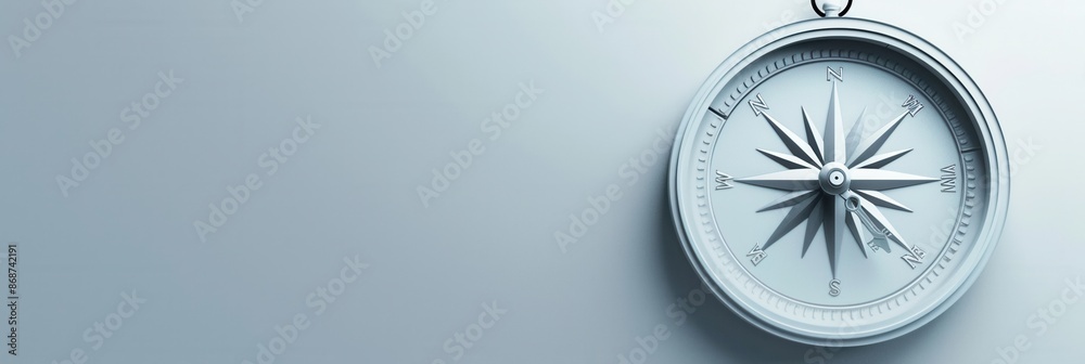 A white compass on a white background, featuring a clear compass rose and cardinal directions. Generative AI