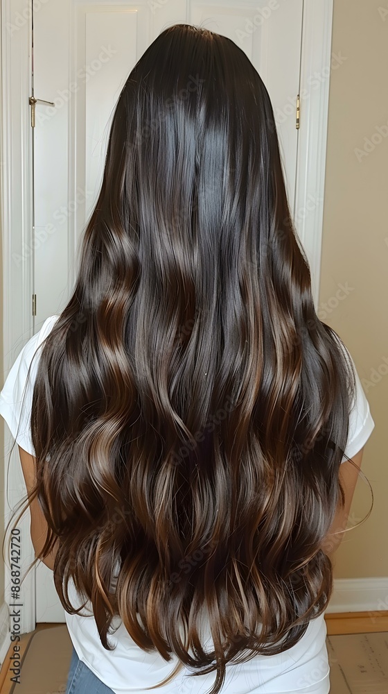Fototapeta premium Long Brown Wavy Hair on Woman