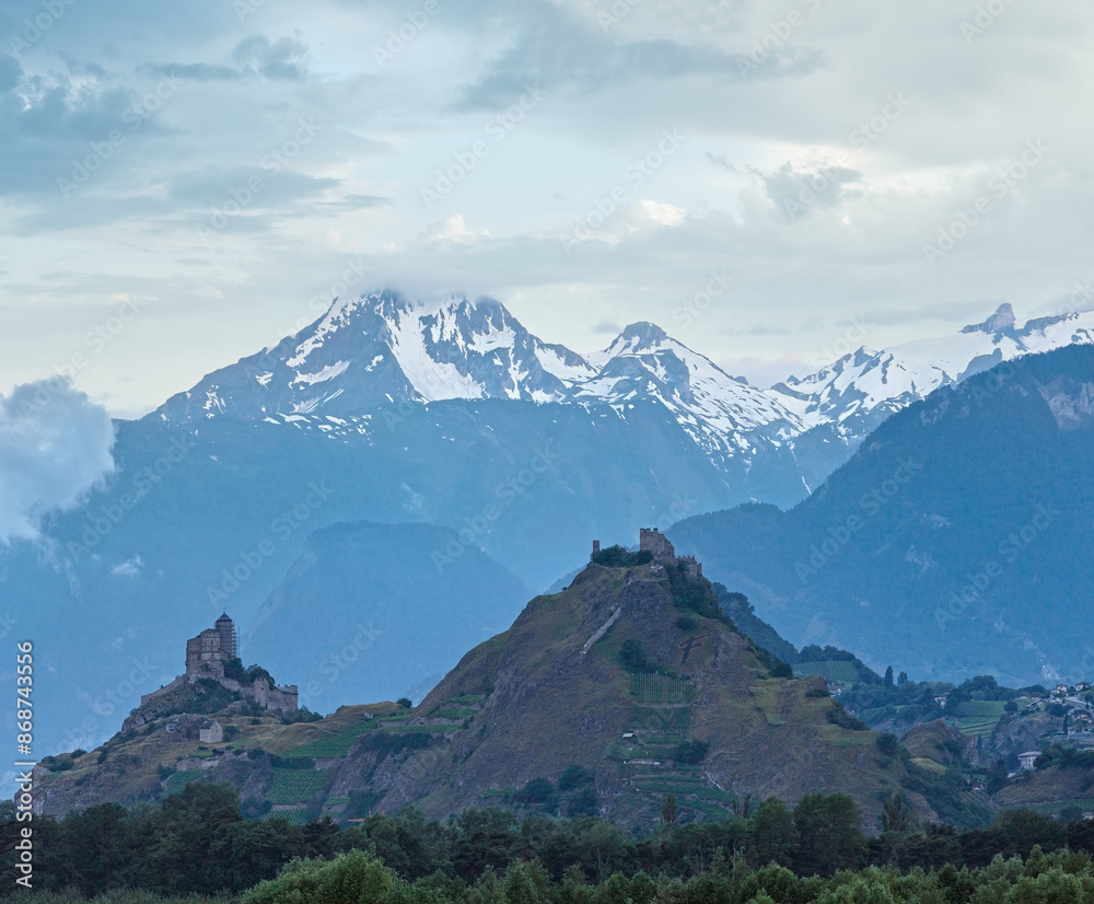 Fototapeta premium Mont Blanc mountain massif (view from Plaine Joux outskirts)