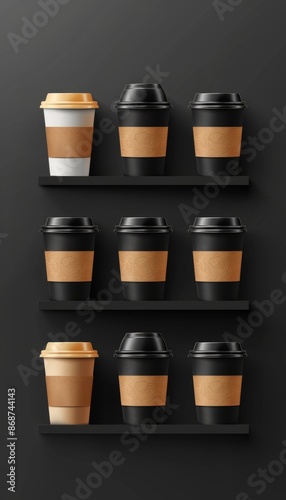 Wallpaper Mural Variety of single use coffee cups for hot drinks, convenient disposable drink containers Torontodigital.ca