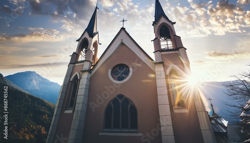 church at night photo