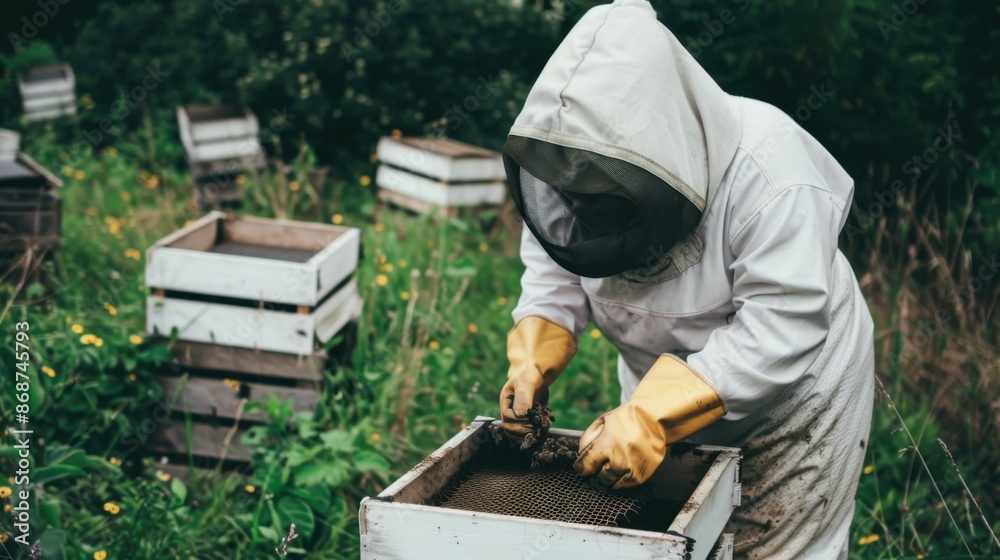 a beekeeper who takes care of bees. a beekeeper who takes care of bees.