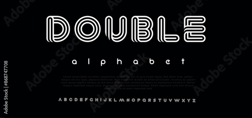 Modern abstract digital alphabet font. Minimal technology typography, Creative urban sports fashion futuristic font with numbers