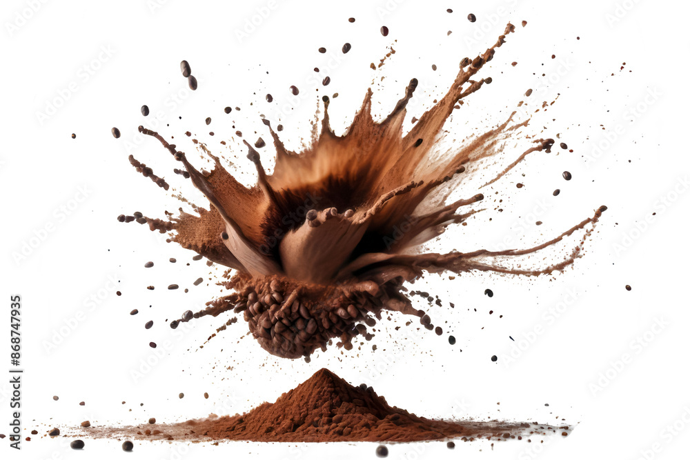 coffee powder explosion isolated on white or transparent png coffee powder explosion isolated on white or transparent png