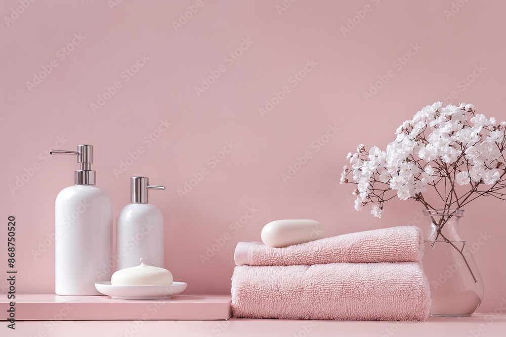 spa still life with towel and flowers spa still life with towel and flowers