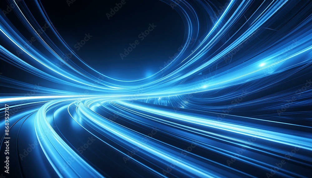 Bright blue light trails curve dynamically against a dark background, creating a sense of speed and motion.
Bright blue light trails curve dynamically against a dark background, creating a sense of speed and motion.