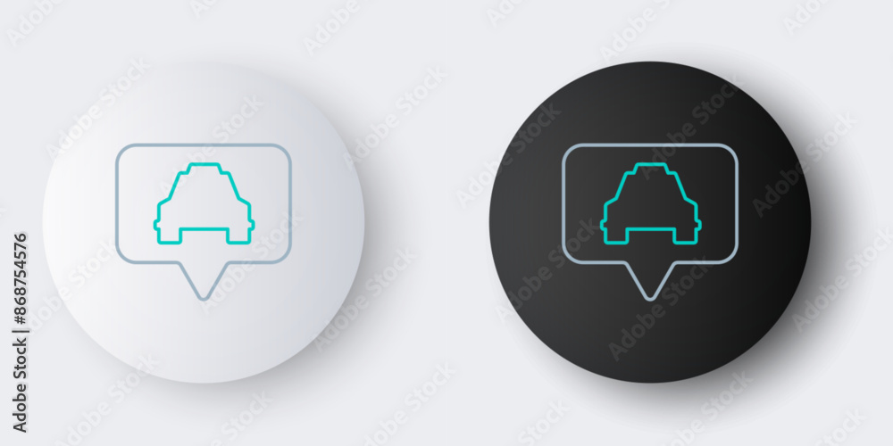 Line Map pointer with taxi icon isolated on grey background. Location symbol. Colorful outline concept. Vector Line Map pointer with taxi icon isolated on grey background. Location symbol. Colorful outline concept. Vector