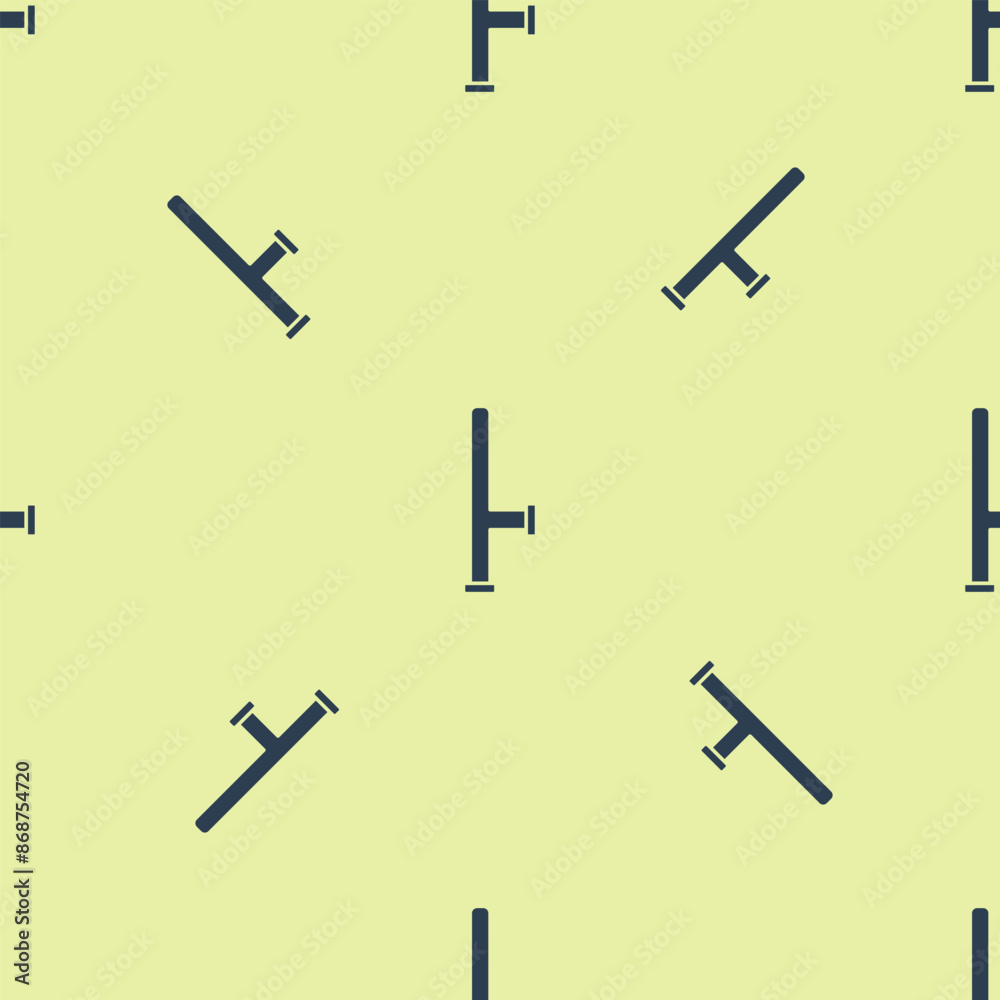 Blue Police rubber baton icon isolated seamless pattern on yellow background. Rubber truncheon. Police Bat. Police equipment. Vector