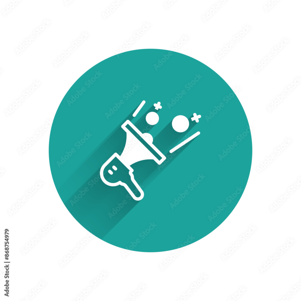 White Female movement, feminist activist with banner and placards icon isolated with long shadow background. Feminist rights movement, feminism sisterhood. Green circle button. Vector White Female movement, feminist activist with banner and placards icon isolated with long shadow background. Feminist rights movement, feminism sisterhood. Green circle button. Vector