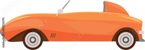 Classic orange convertible sports car driving fast on a sunny day