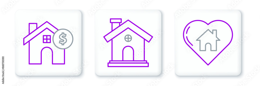 Set line House with heart shape, dollar symbol and icon. Vector Set line House with heart shape, dollar symbol and icon. Vector