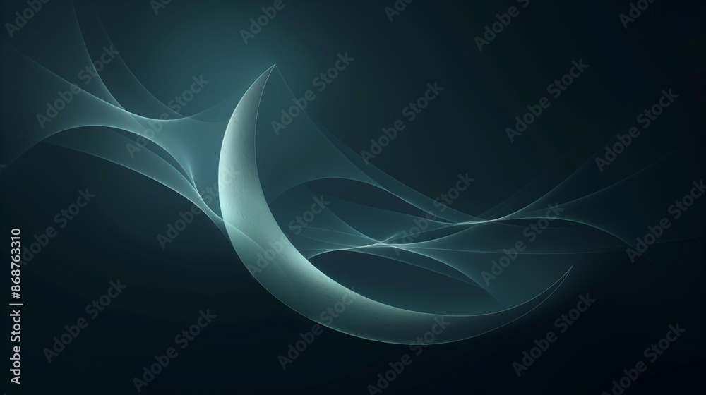 Obraz premium A dark background with an abstract shape of the moon in soft light.