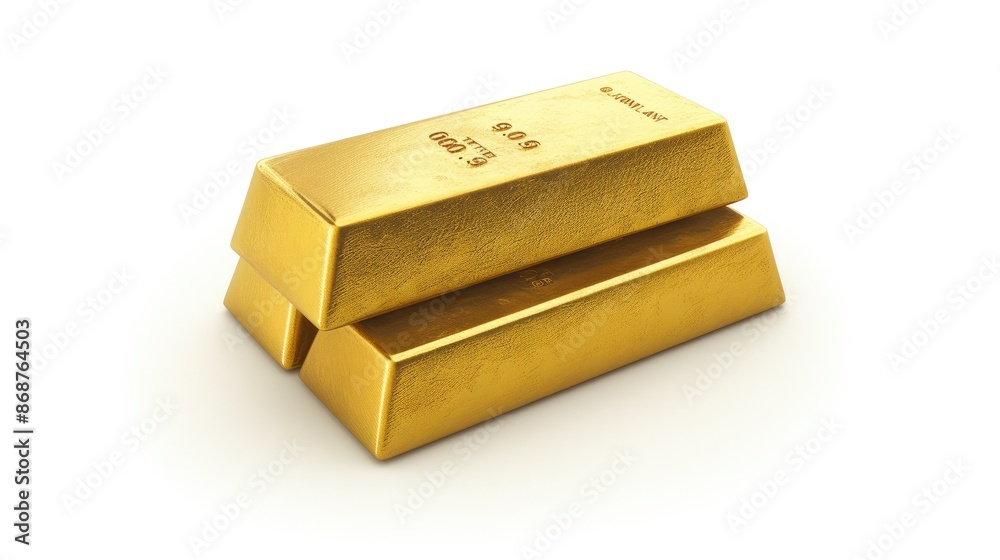 Valuable Gold Ingots Isolated