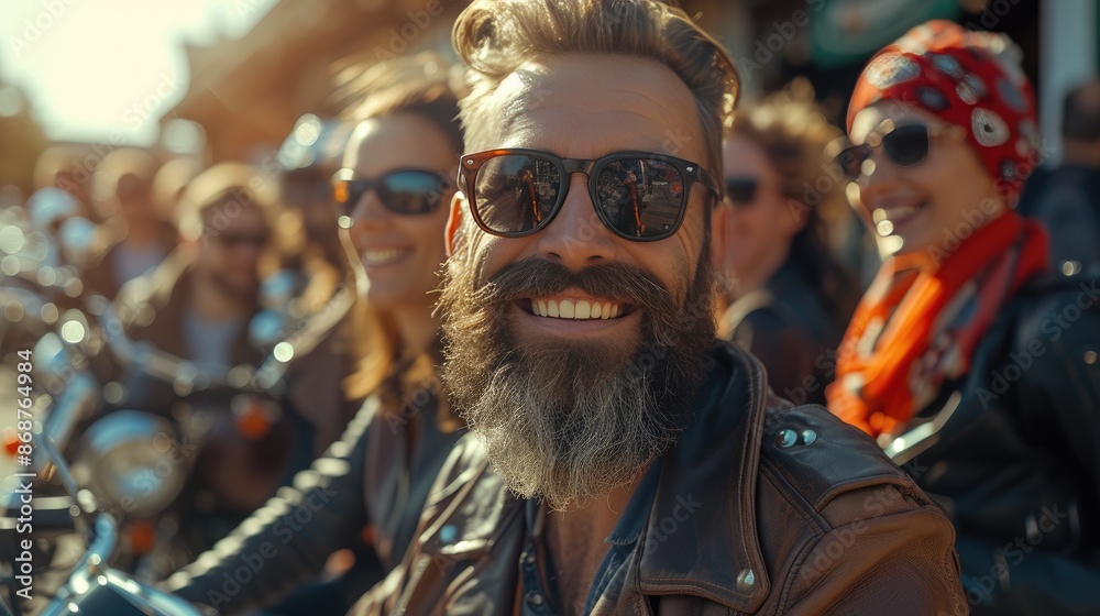 Sunny Day Meet-Up: Bikers Outside Local Bar