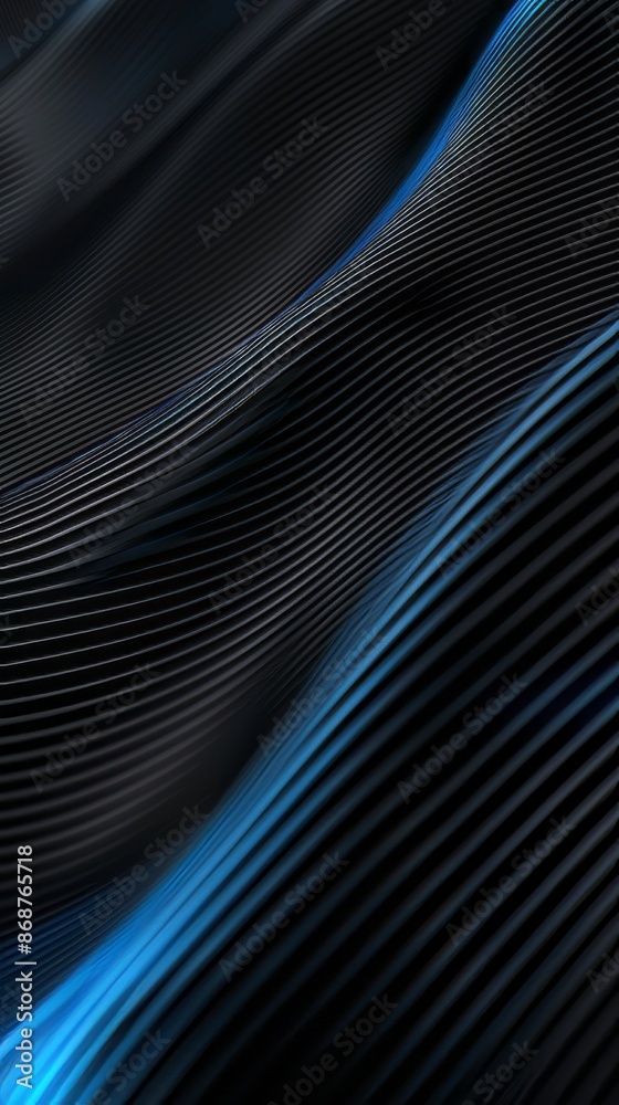 Naklejka premium A dark background with blue and black carbon fiber lines, with simple shapes in the foreground