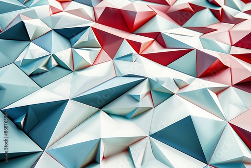 A tessellation of triangles creating a 3D effect on a flat surface