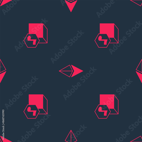 Set NFT Digital crypto art and Ethereum ETH on seamless pattern. Vector