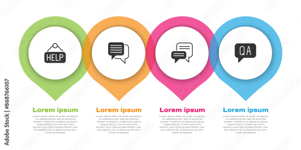 Set Signboard with text Help, Speech bubble chat, and Question and Answer. Business infographic template. Vector Set Signboard with text Help, Speech bubble chat, and Question and Answer. Business infographic template. Vector