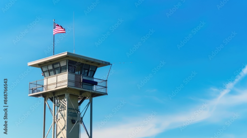 American Watch: US Flag on Sunny Day Tower American Watch: US Flag on Sunny Day Tower
