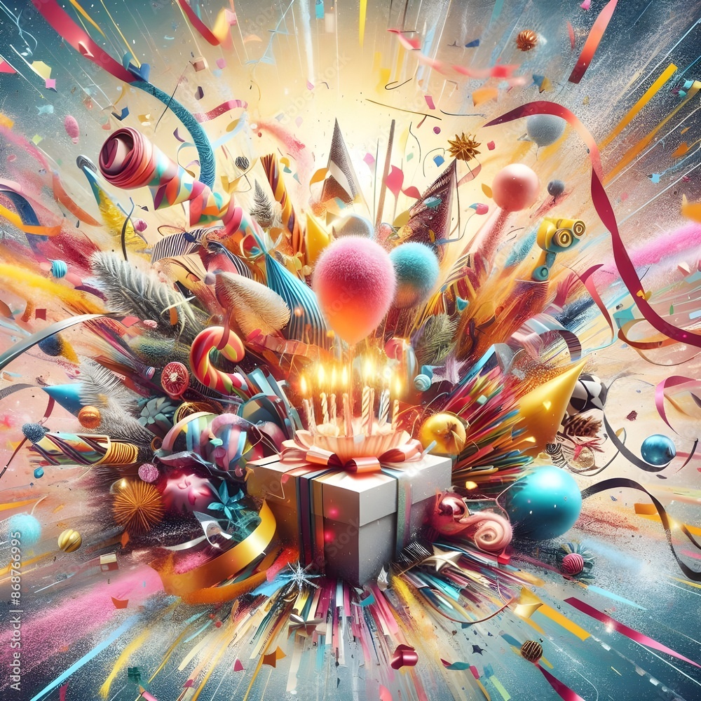 Obraz premium Vibrant Birthday Celebration Explosion
