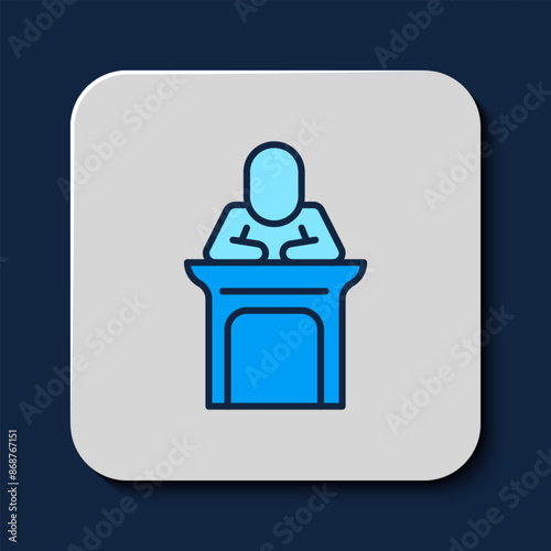 Filled outline Judge icon isolated on blue background. Vector