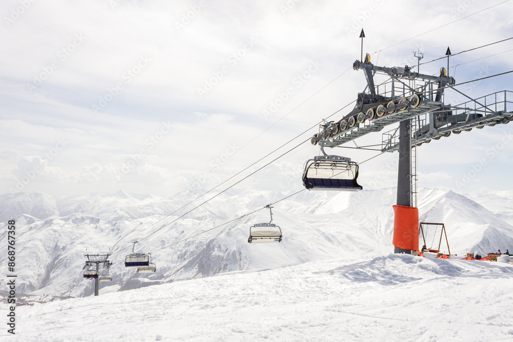 Gudauri ski resort in winter. Caucasus mountains in Georgia Gudauri ski resort in winter. Caucasus mountains in Georgia