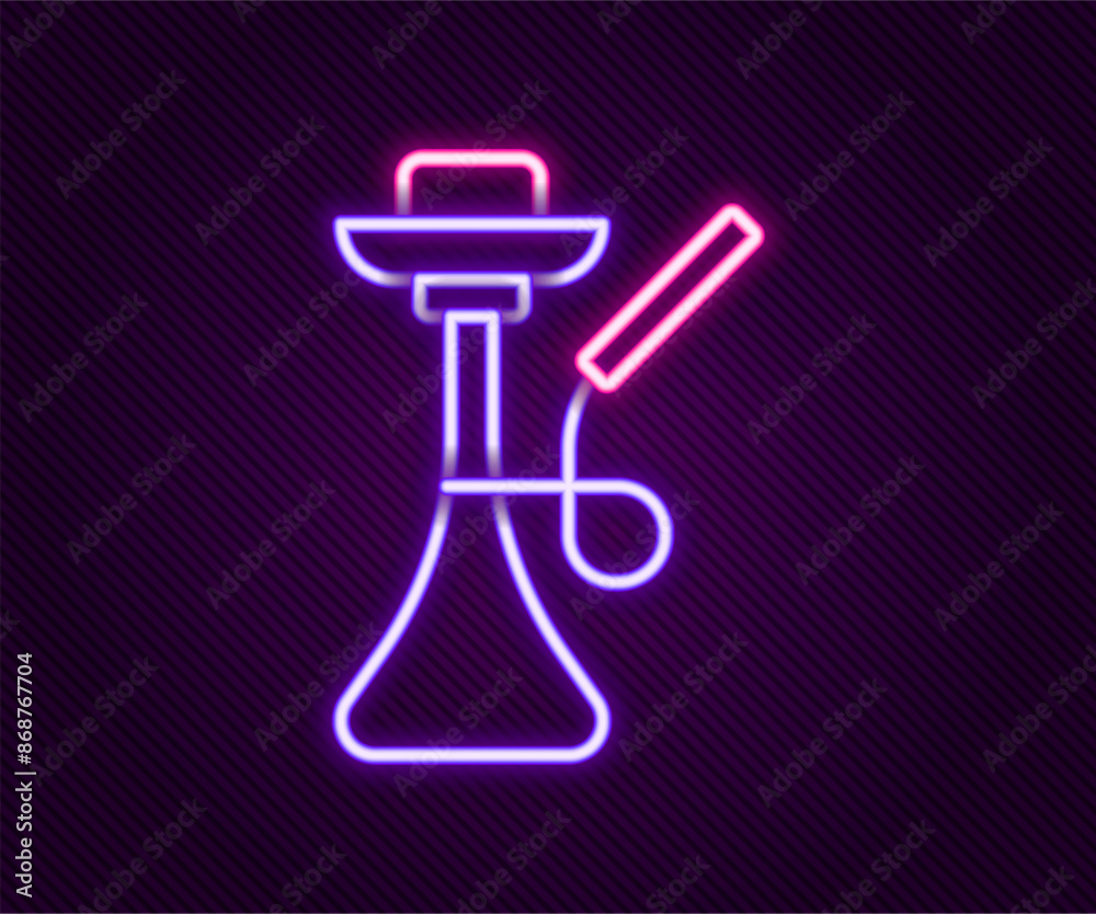 Glowing neon line Hookah icon isolated on black background. Colorful outline concept. Vector