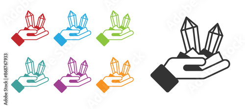 Black Gem stone icon isolated on white background. Jewelry symbol. Diamond. Set icons colorful. Vector