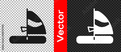 Black Windsurfing icon isolated on transparent background. Vector